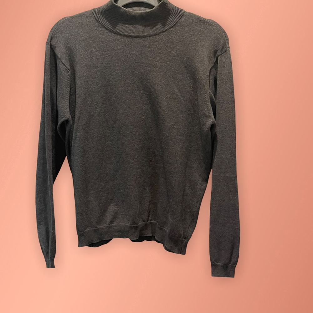 TALBOTS TURTLE NECK DARK GRAY LONG SLEEVE PULLOVER SWEATER
